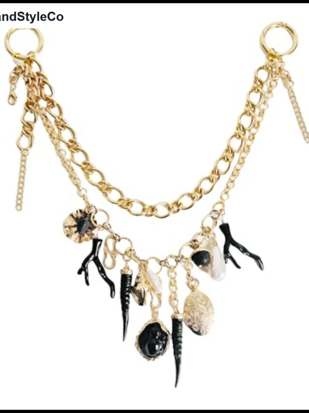 Vintage Gold Chain Multi Charm Bag Accessory